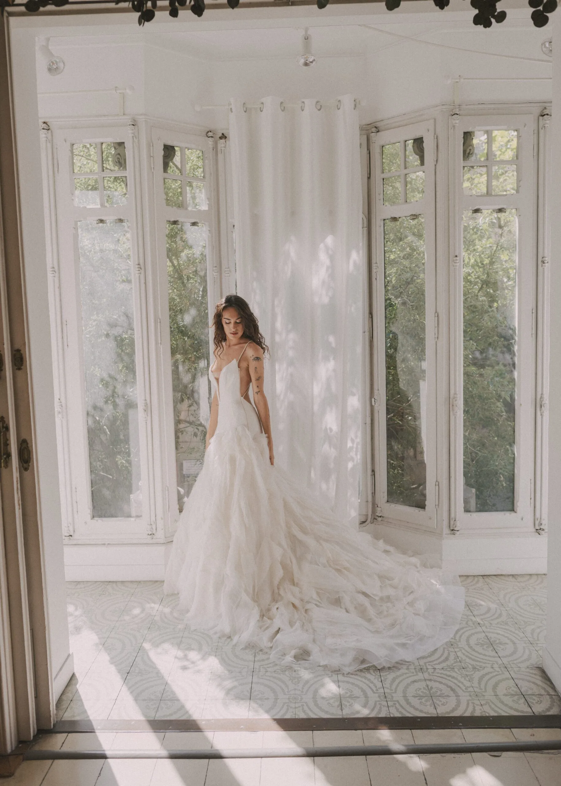 Lace details on Ines di Santo bridal gown at Bridal Avenue Barcelona