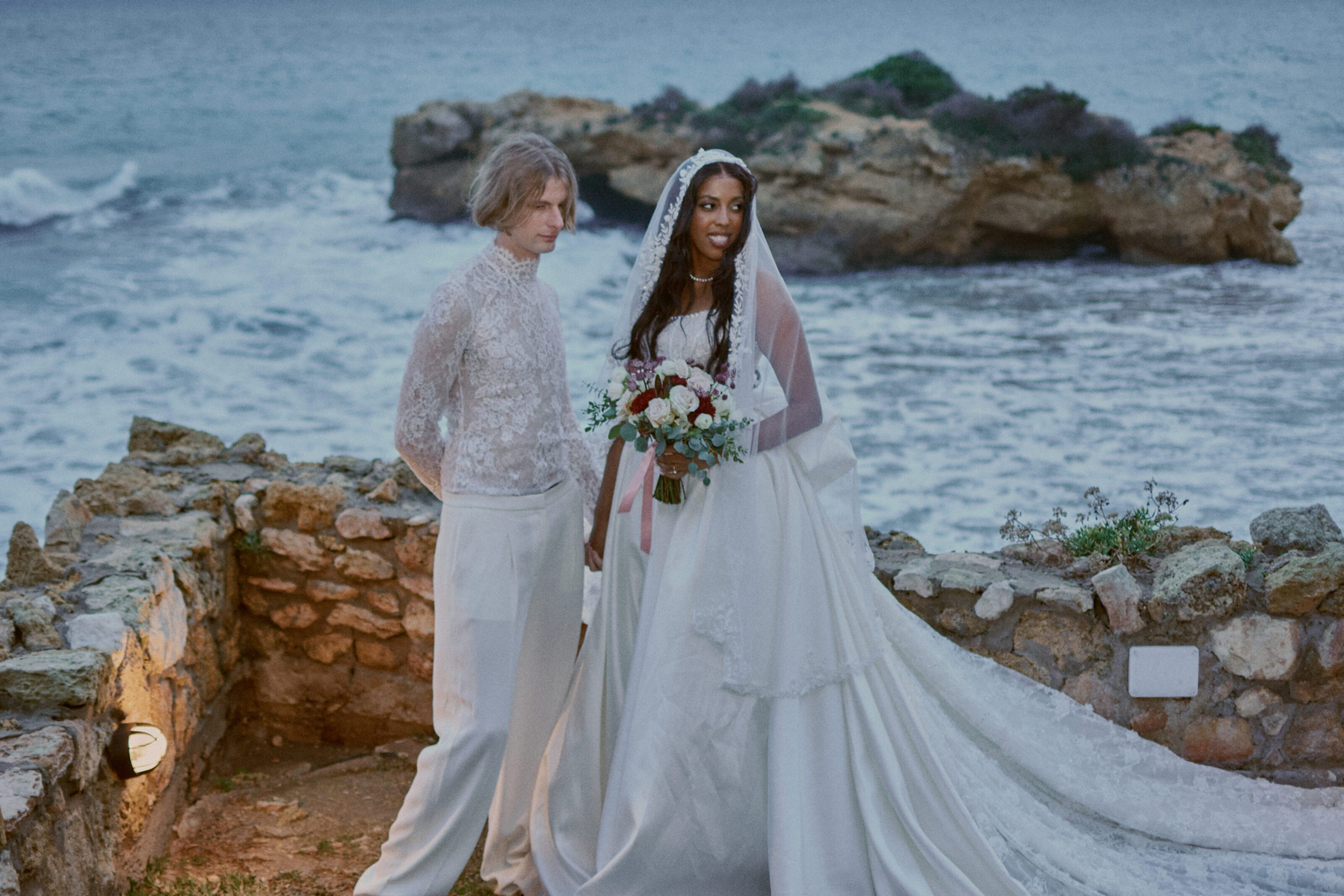Bride with flowing veil