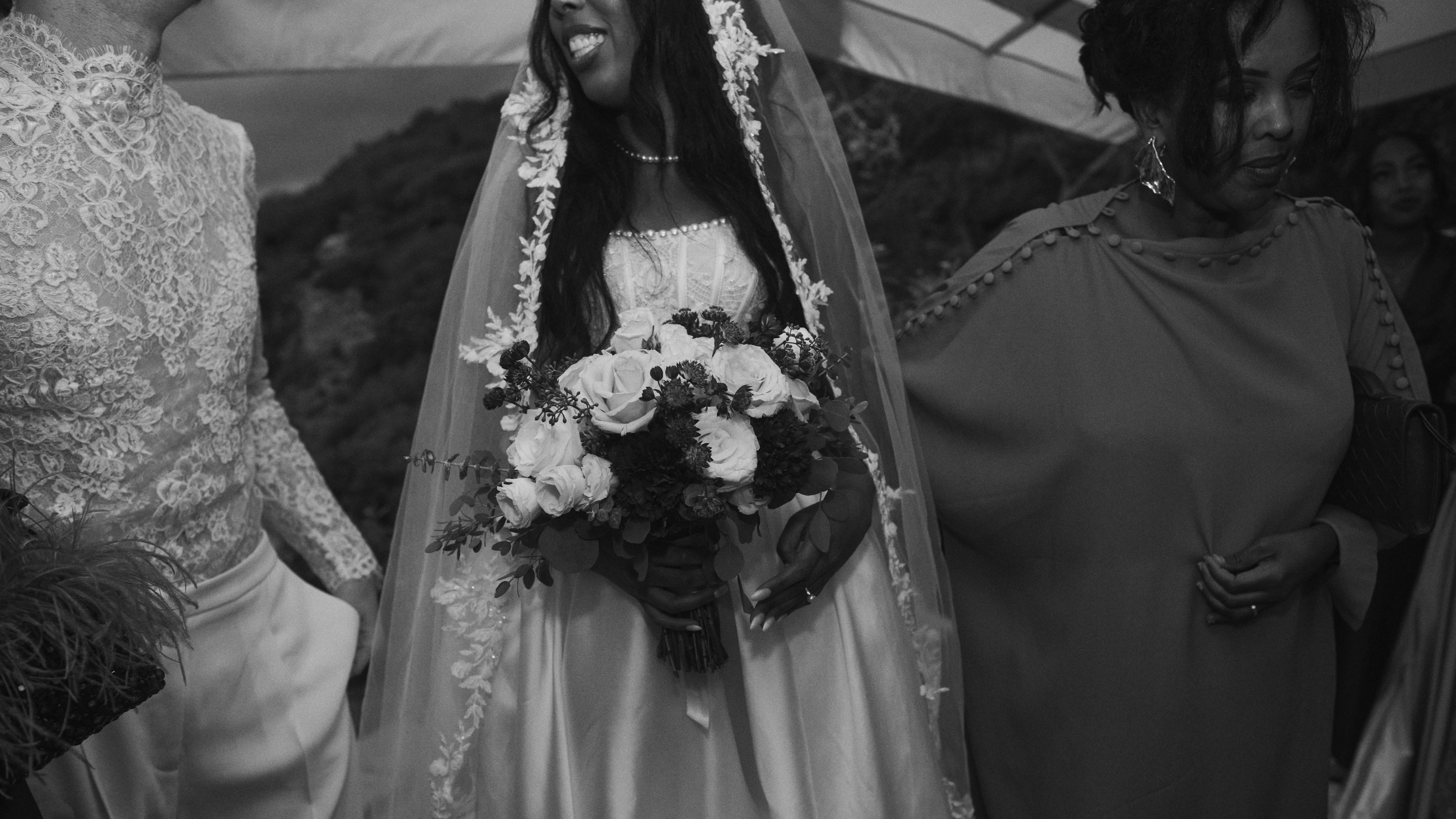 Bride and groom sharing a quiet moment