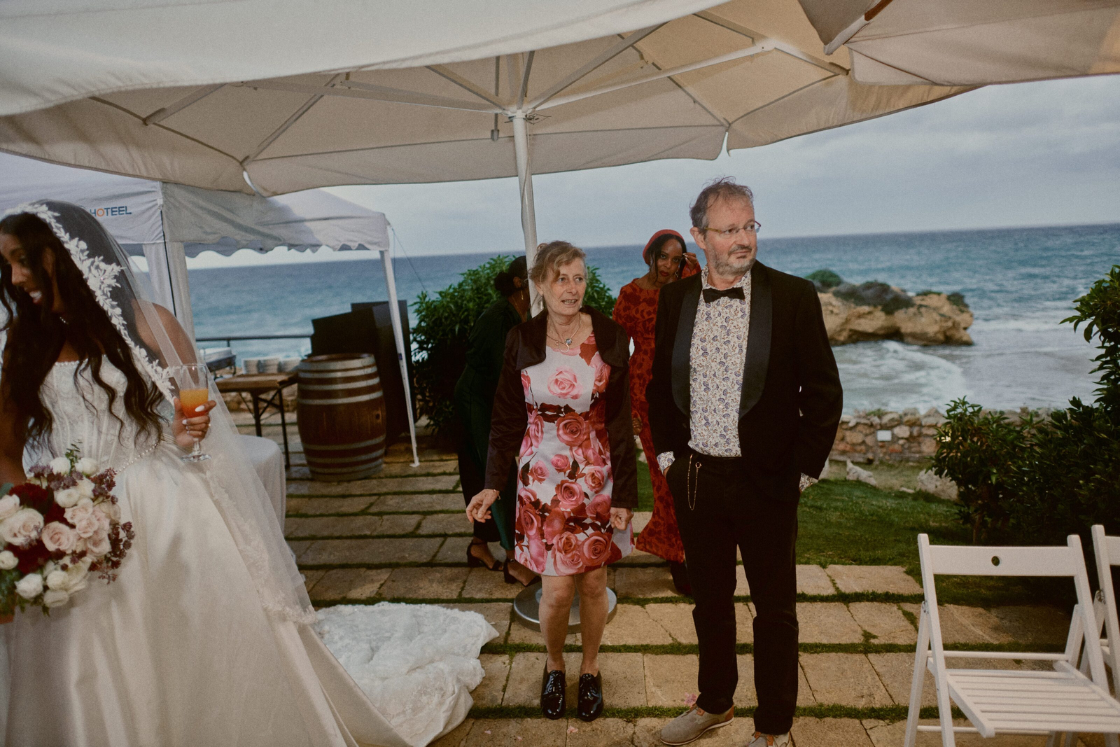 Smiling guest during the toast