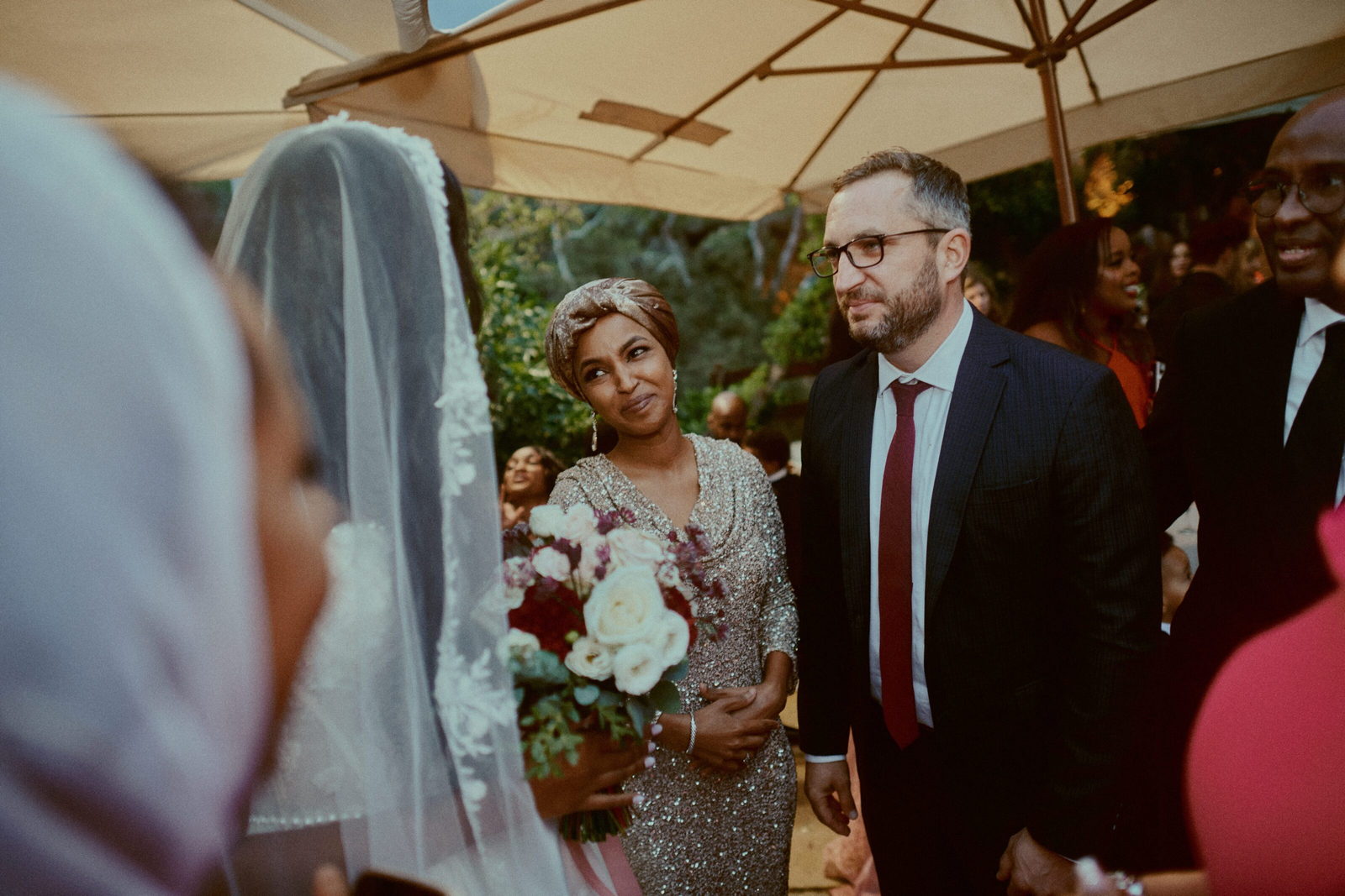 Guest laughing with friends