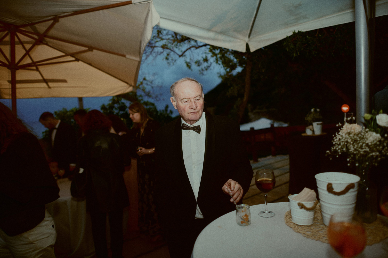 Guest raising a glass