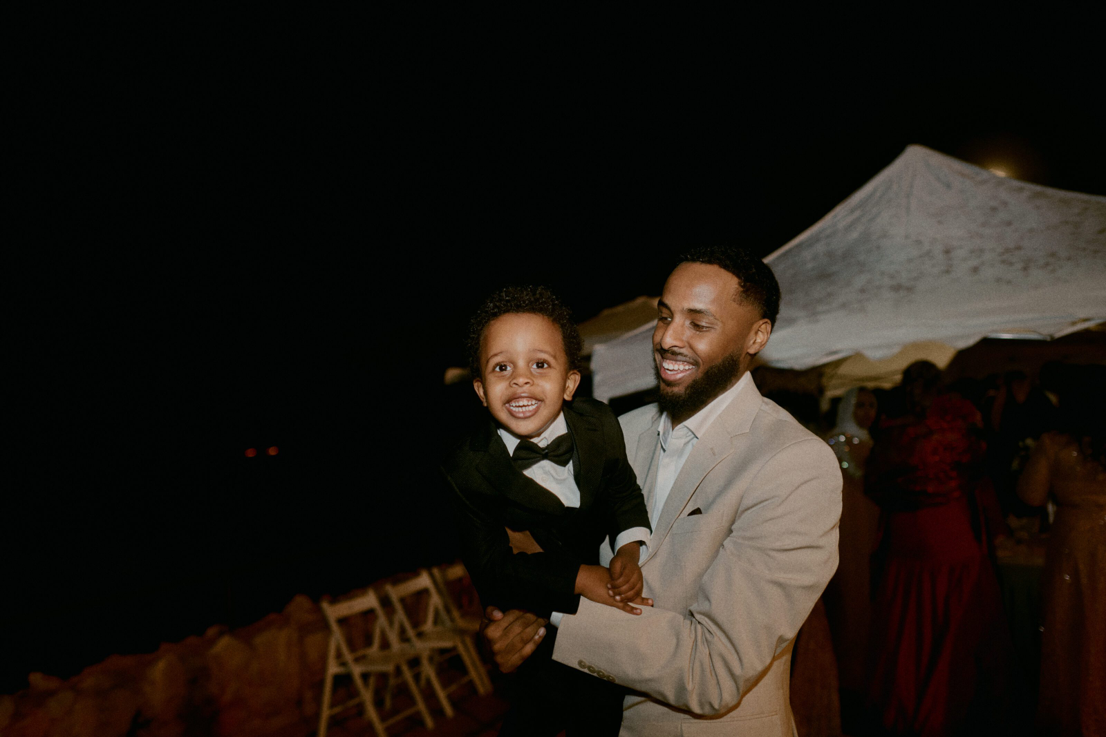 Smiling guest during the toast