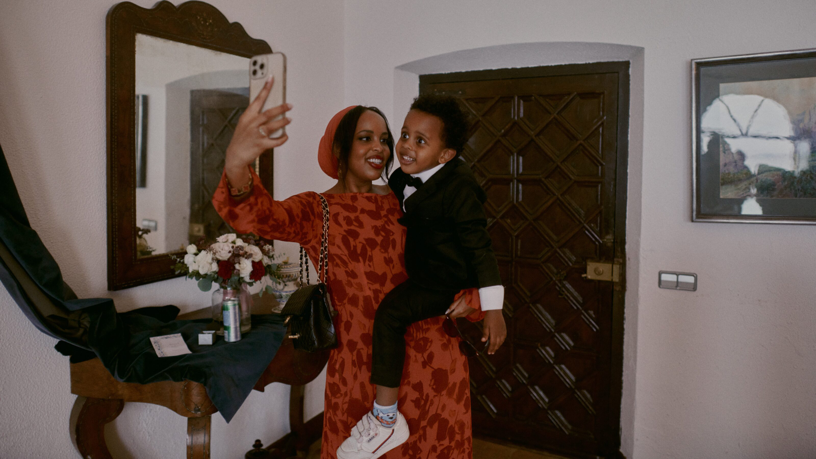 Guest raising a glass