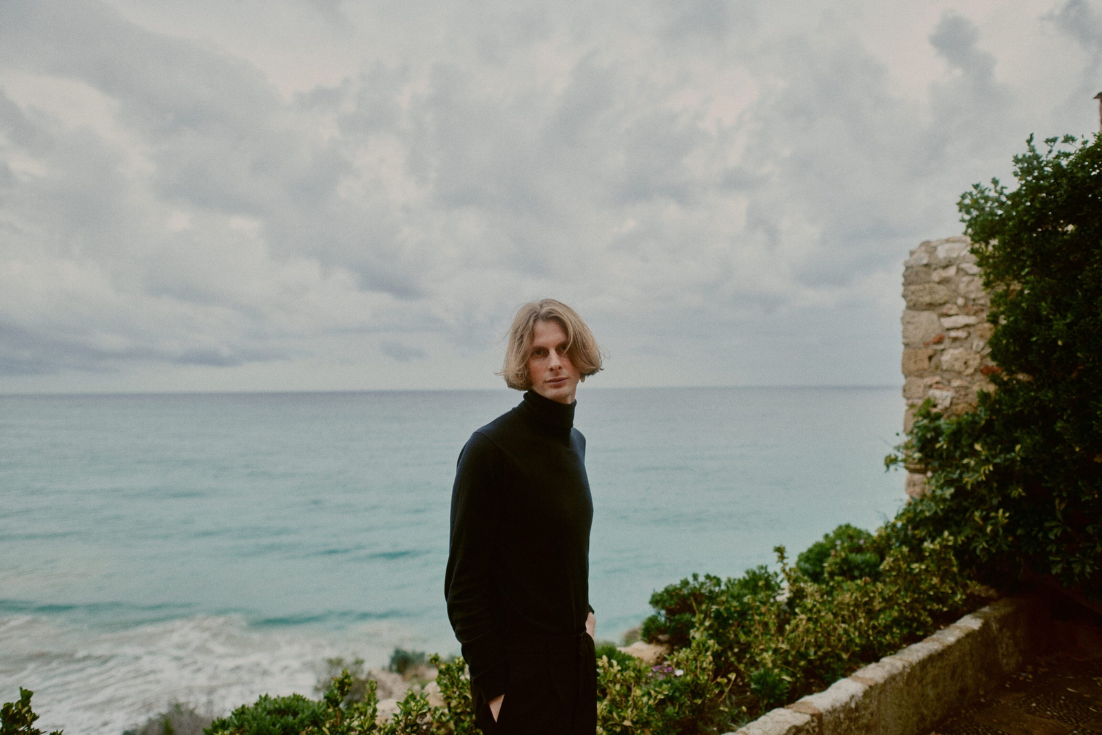 Candid moment from wedding portrait session