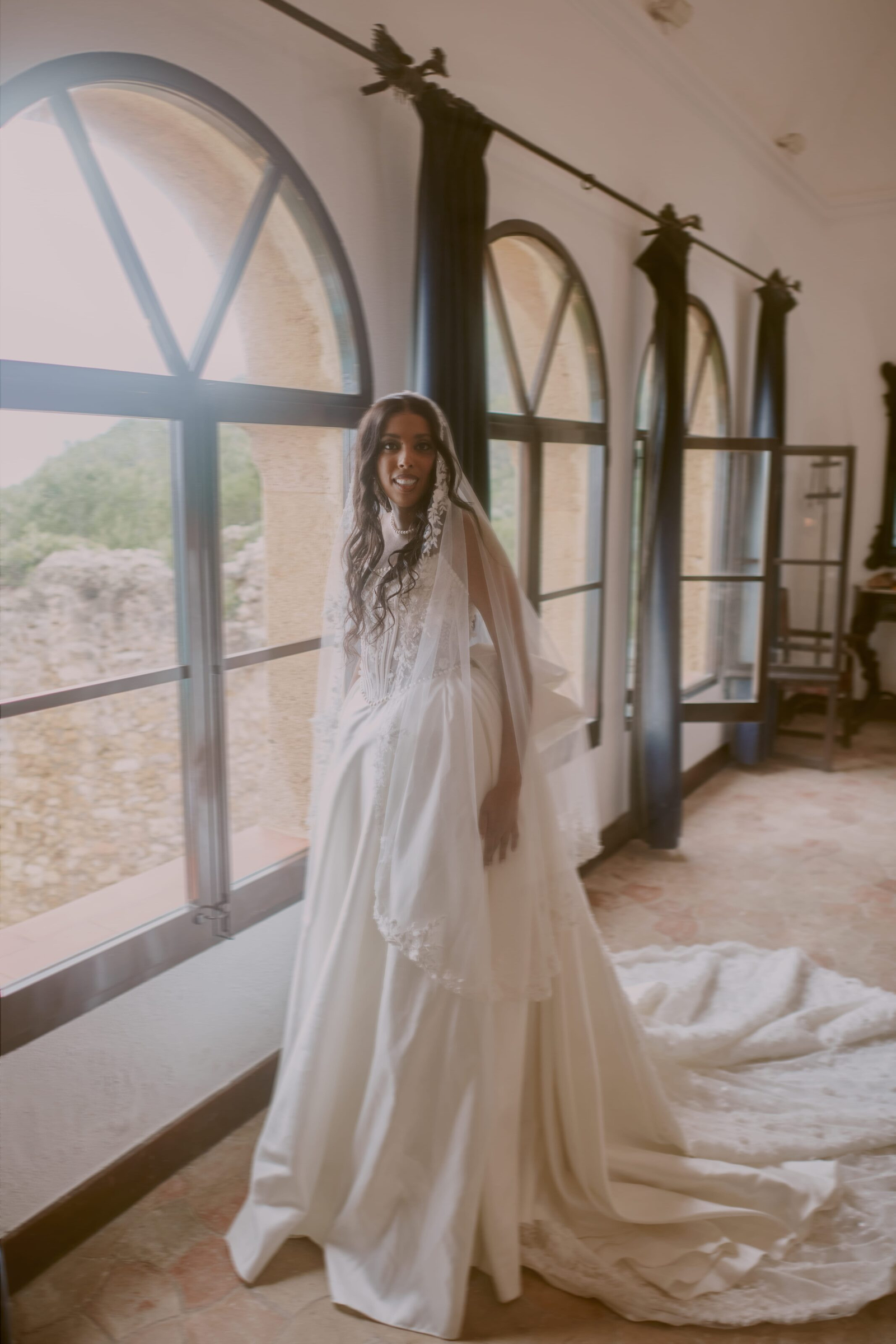 Elegant bridal portrait with veil