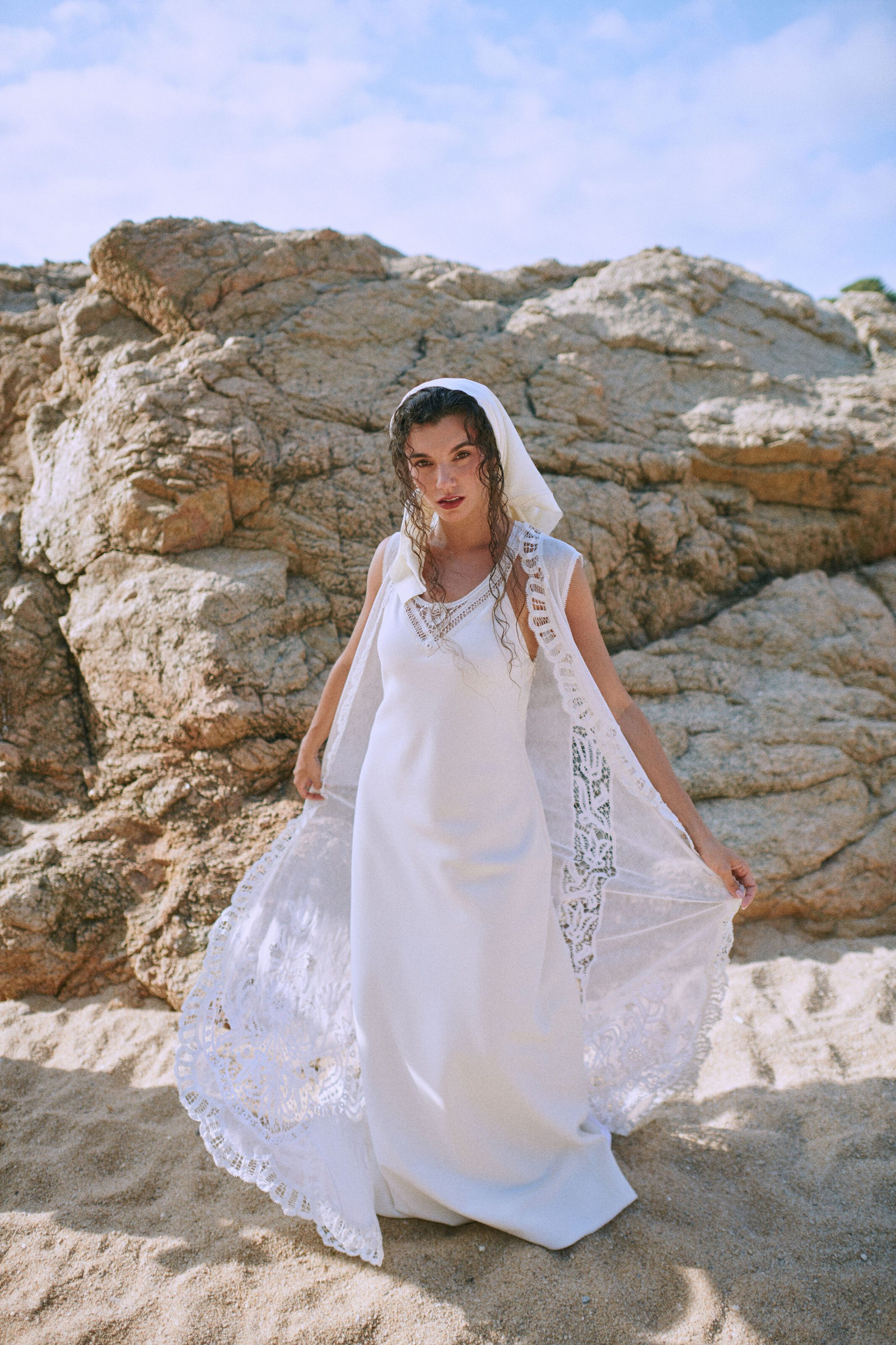 Bride with wind in her hair