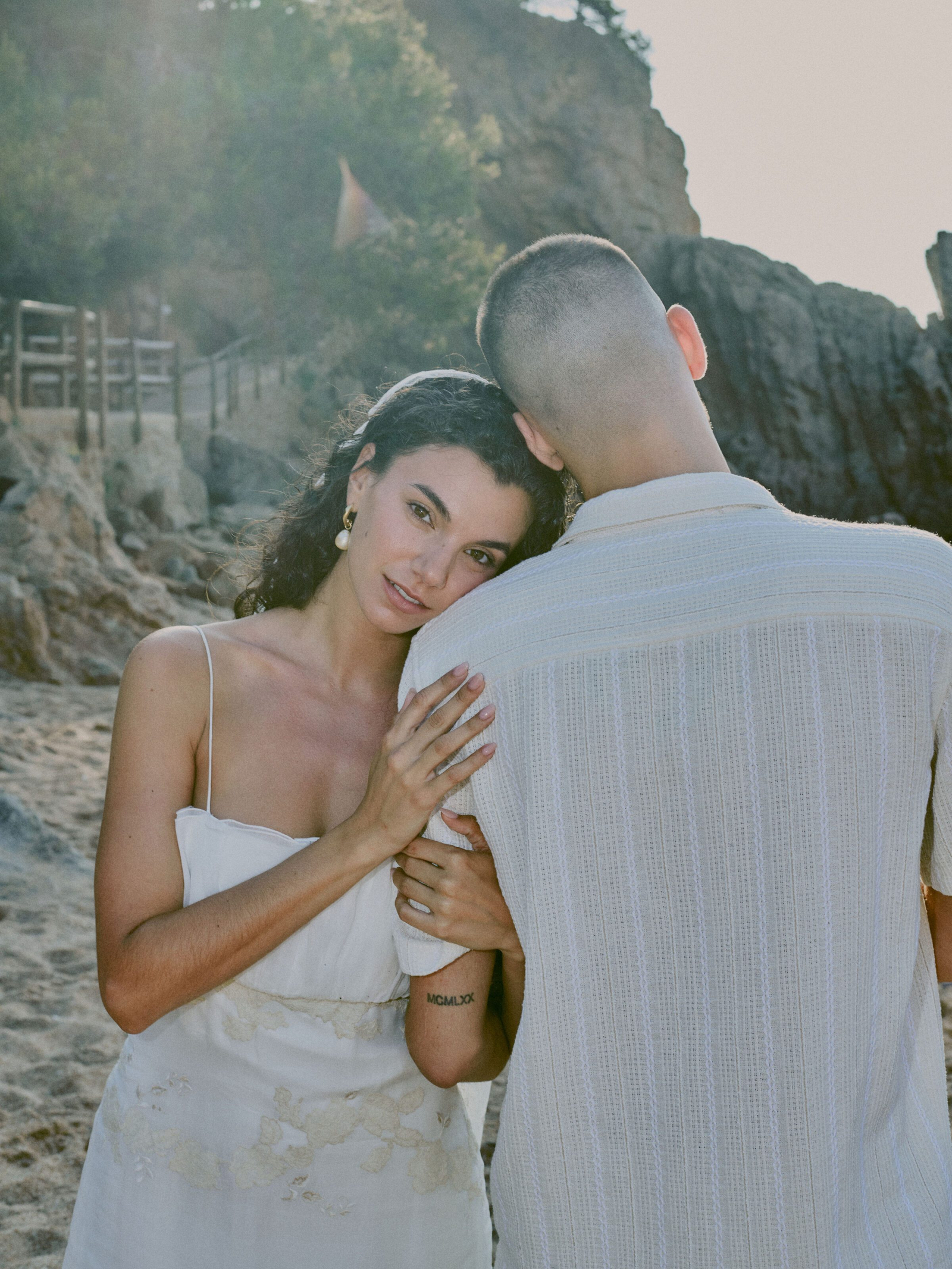 Golden hour wedding portrait