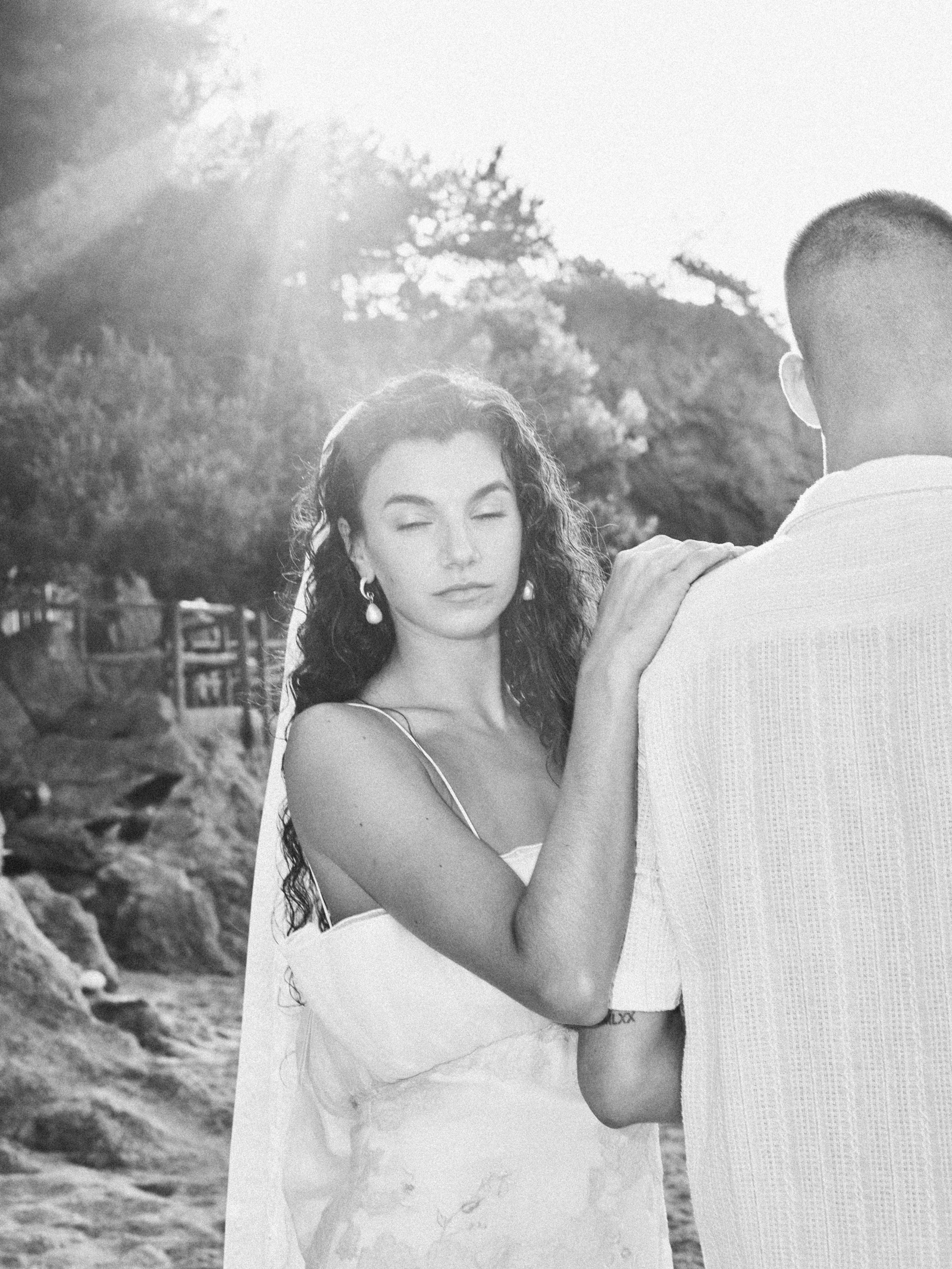 Bride gazing into the distance