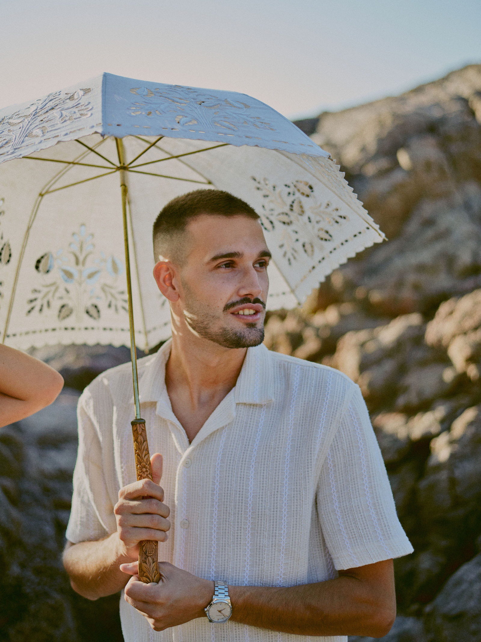 Golden hour wedding portrait