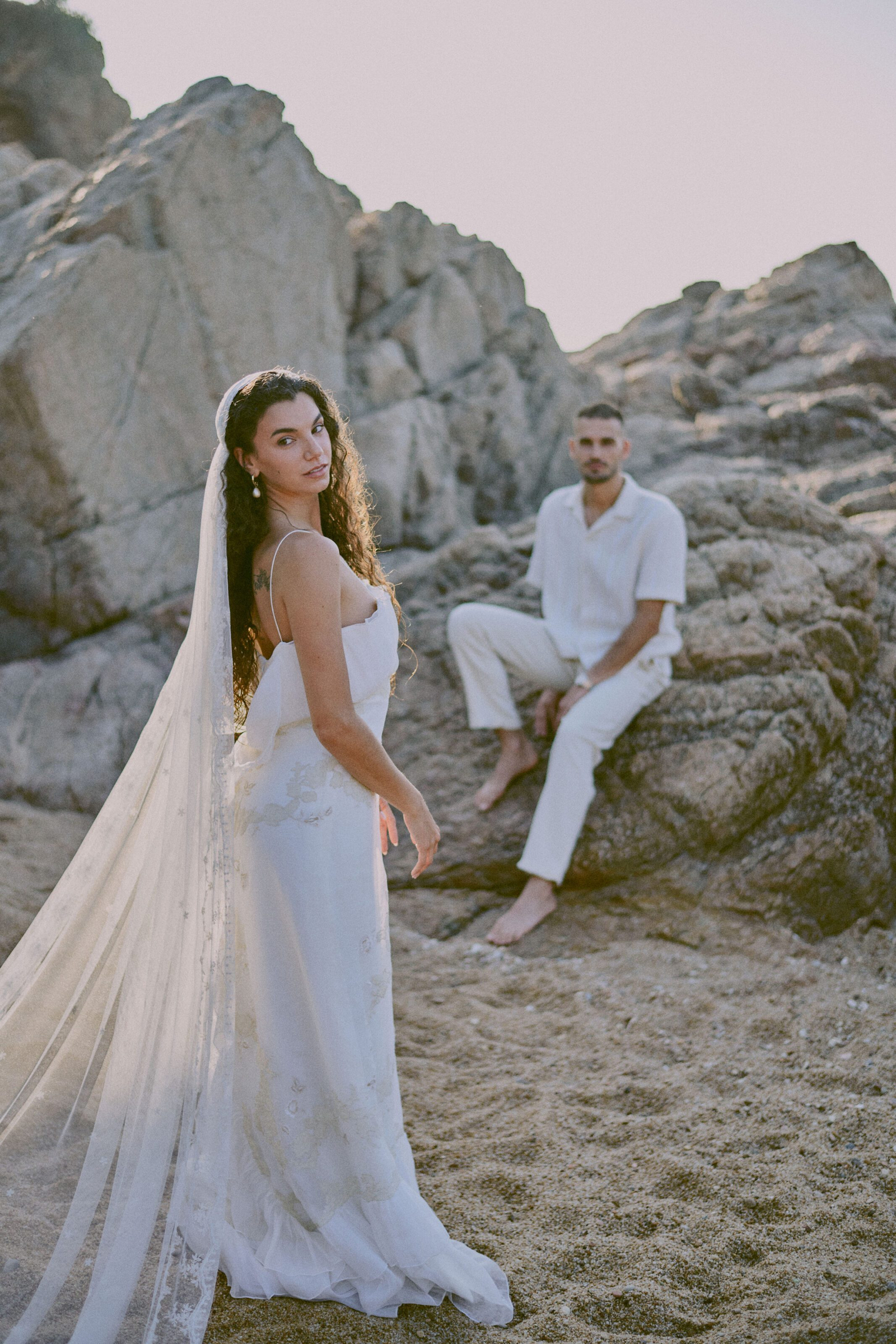Bride with wind in her hair