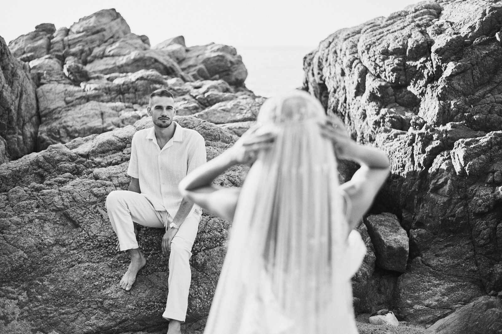 Intimate glance between couple