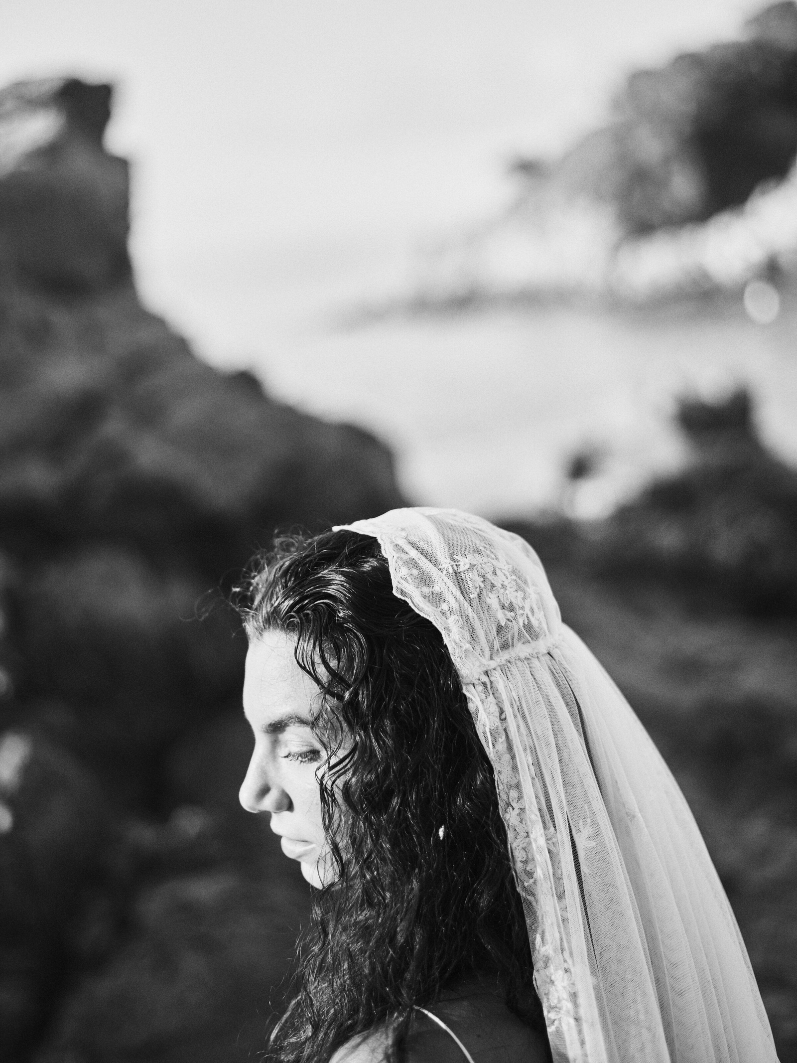 Bride gazing into the distance