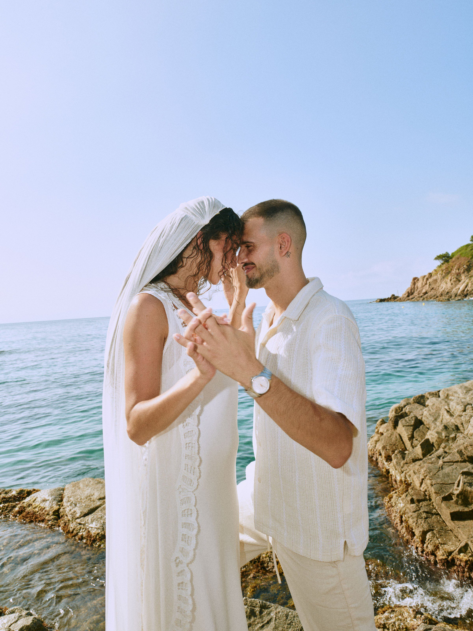Couple standing in the forest