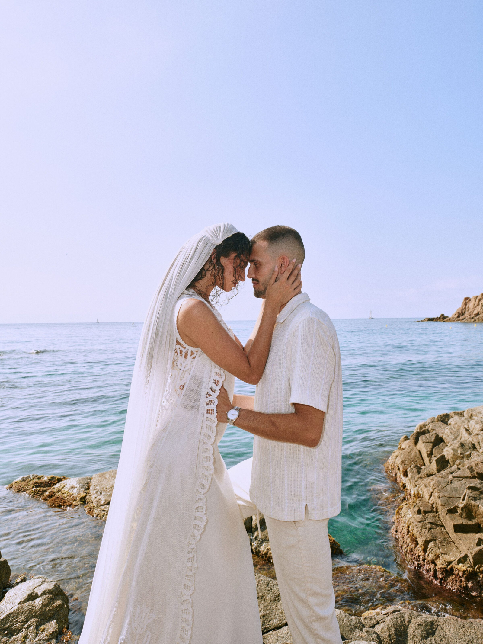 Joyful couple walking together
