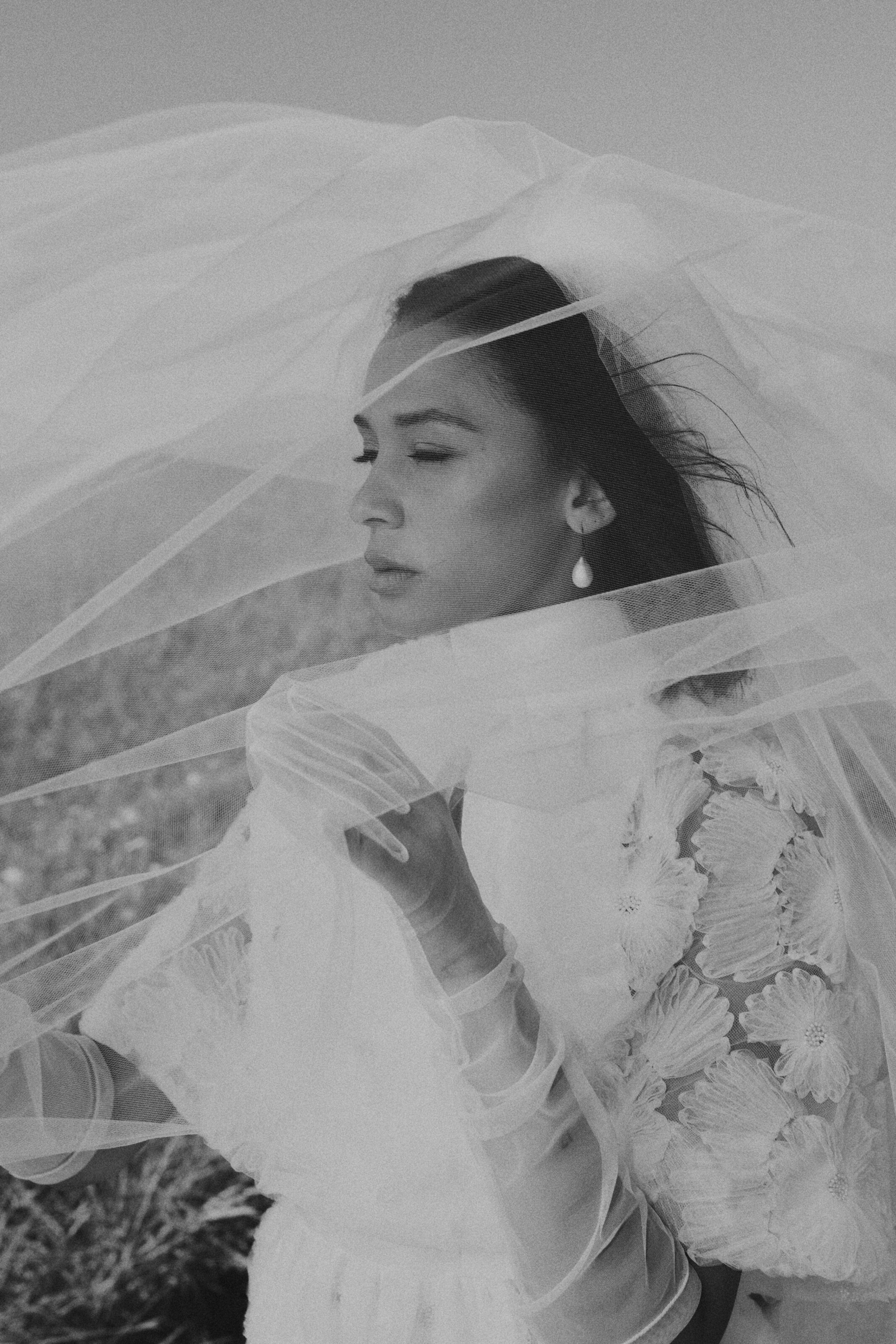 Bride gazing into the distance
