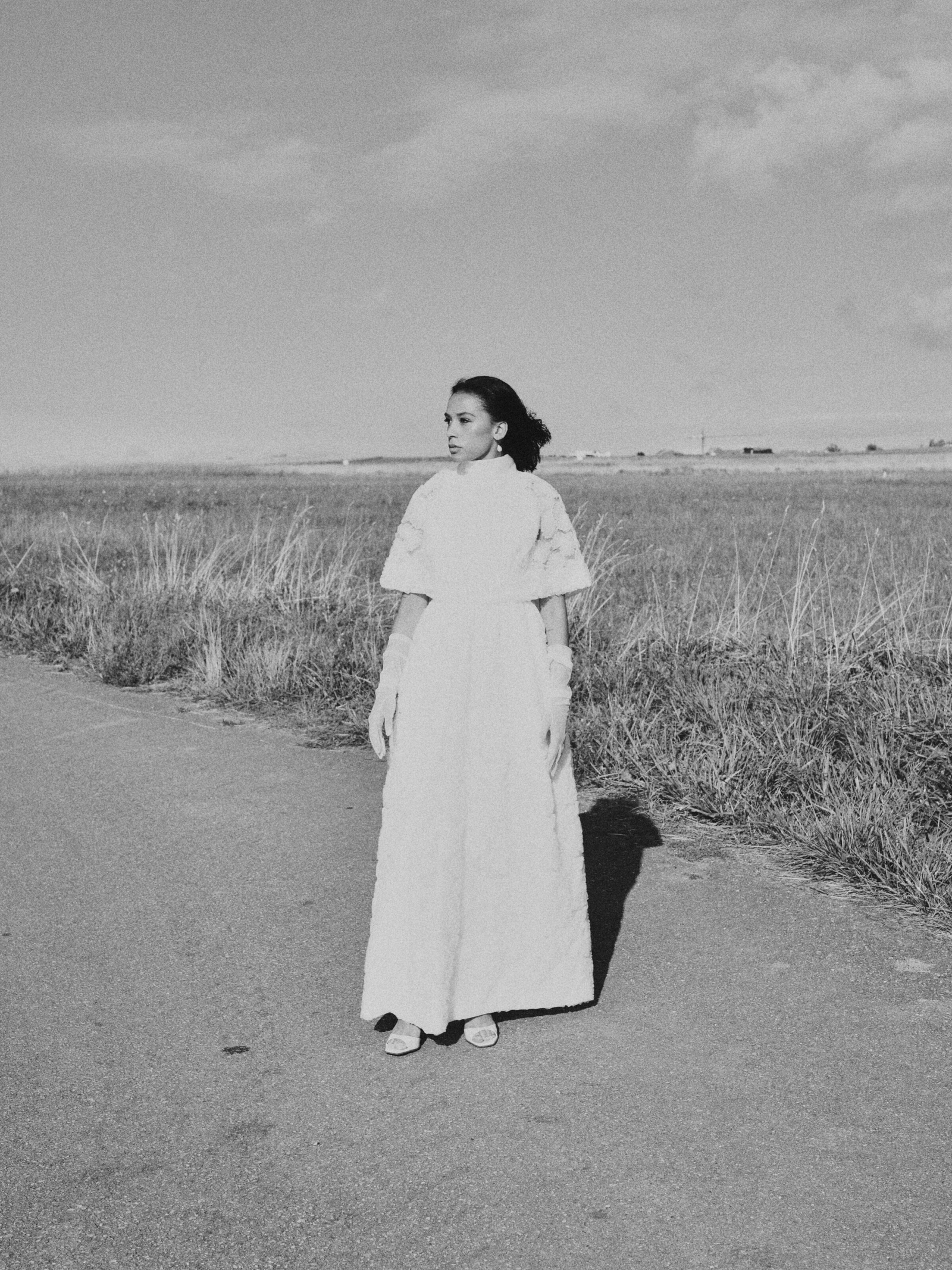 Bride with wind in her hair