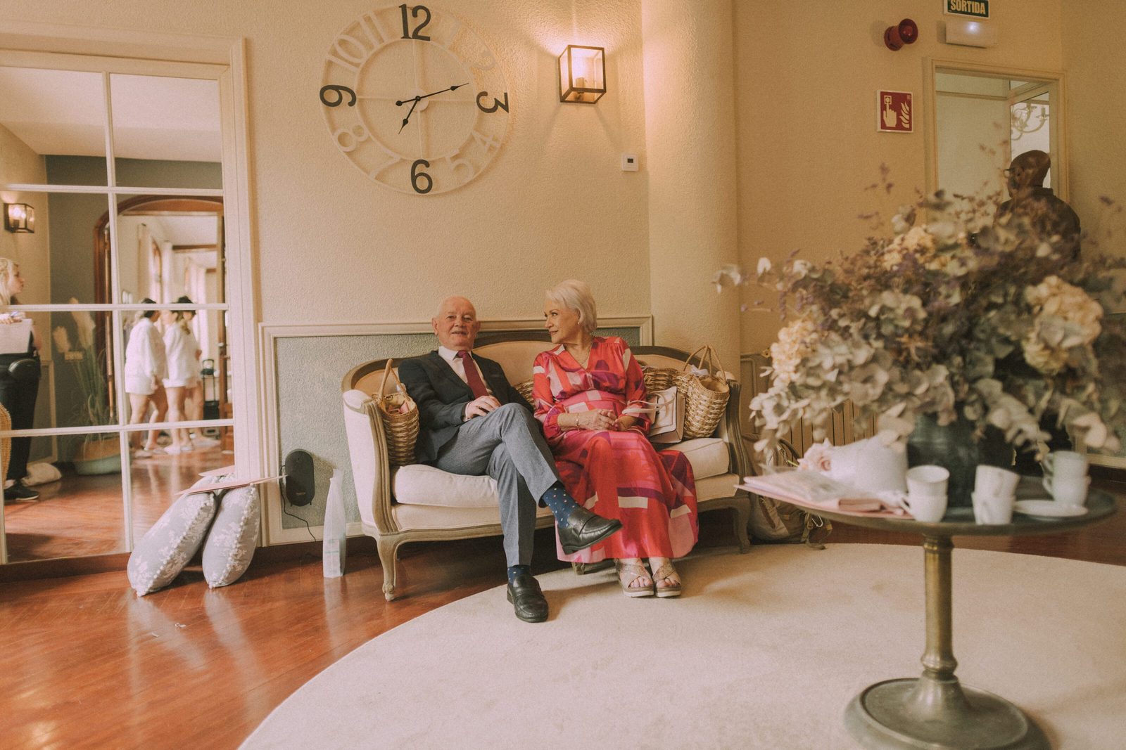 Wedding photographer in Barcelona at La Farinera with candid wedding look Catalonia
