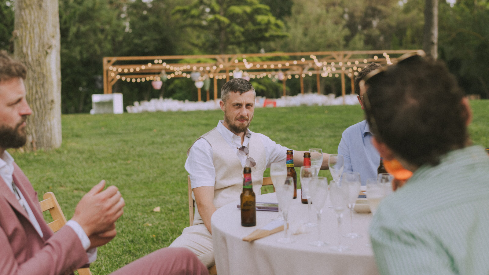 Wedding photographer in Barcelona at La Farinera with film wedding style Catalonia