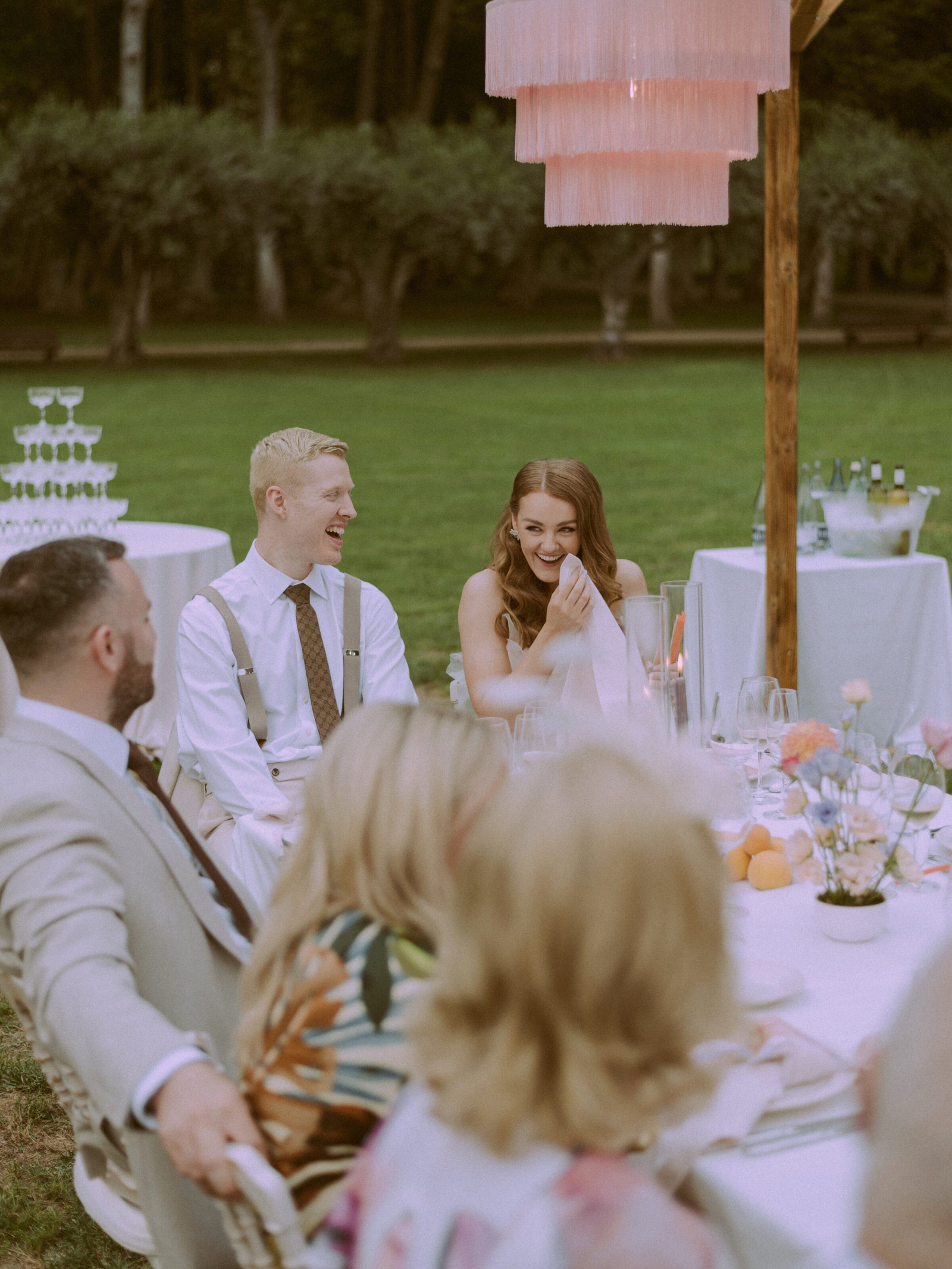 Luxury wedding reception at La Farinera documented with vintage aesthetic, Barcelona